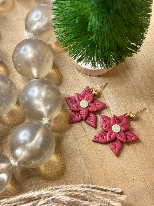 Christmas Poinsettia Earrings