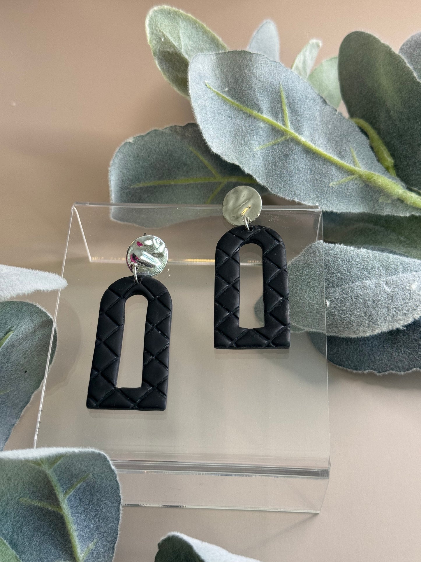 Black Quilted Earrings