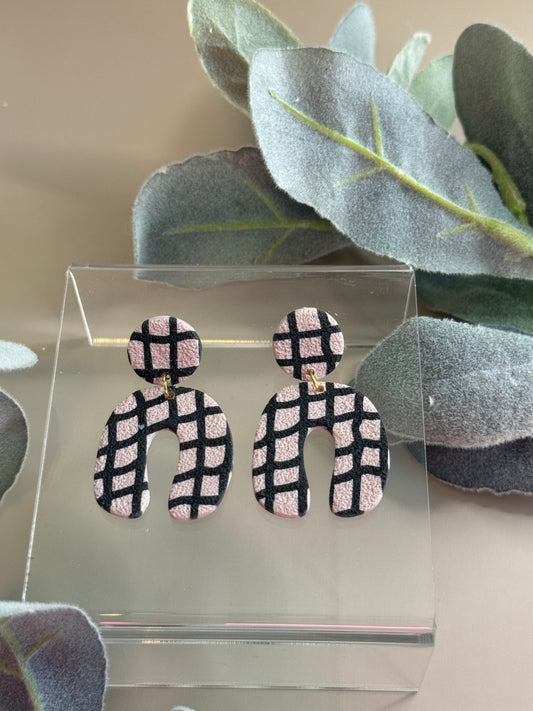 Grid Abstract Arched Earrings