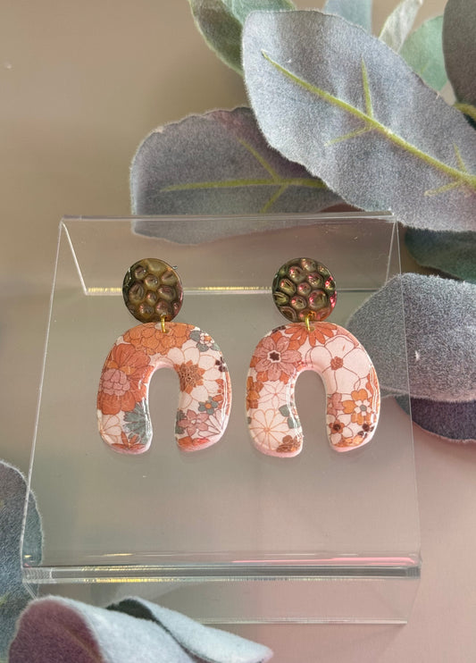 Multi-Color Floral Stamped Earrings