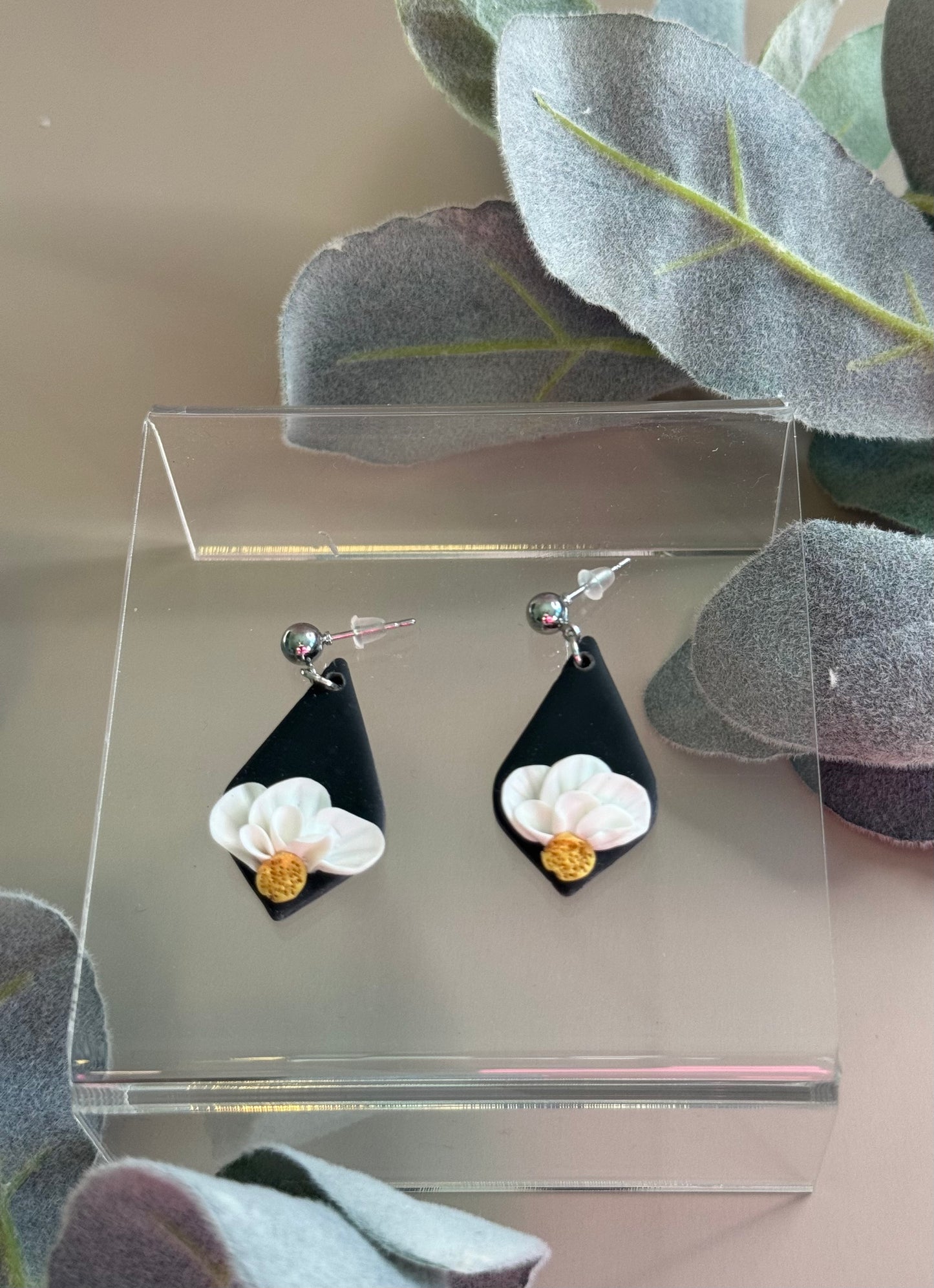 Black Floral Earrings