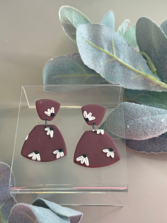 Maroon Floral Earrings