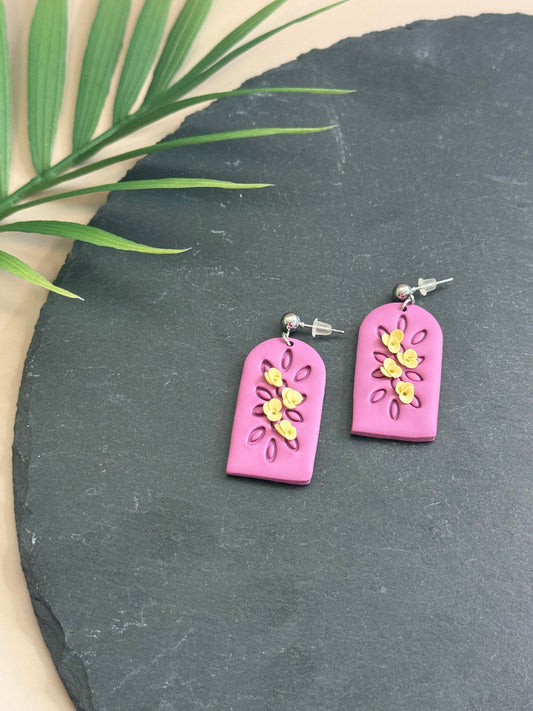 Two Tone Arched Floral Earrings