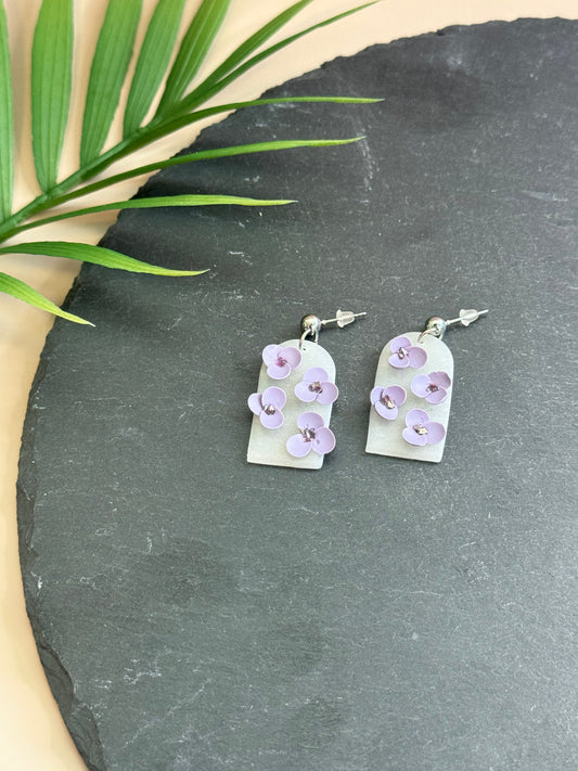 Purple Arched Floral Earrings