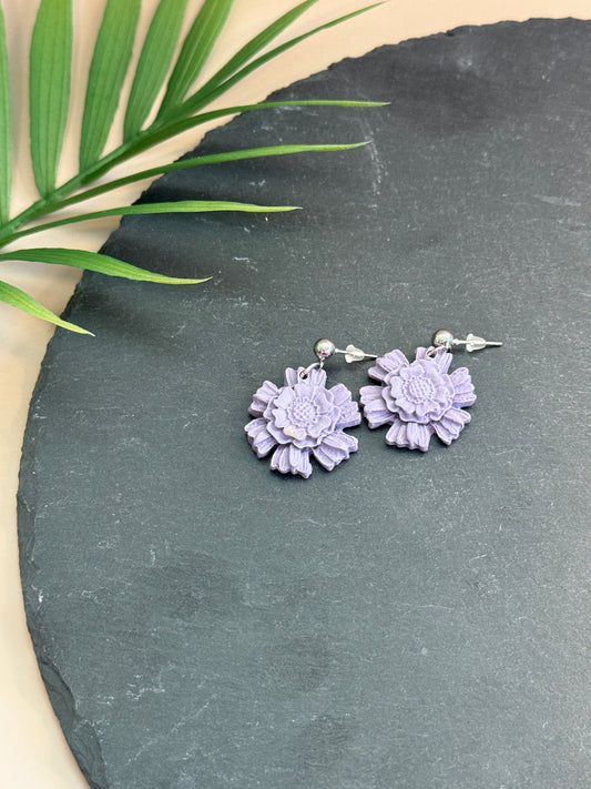 Purple Flower Earrings