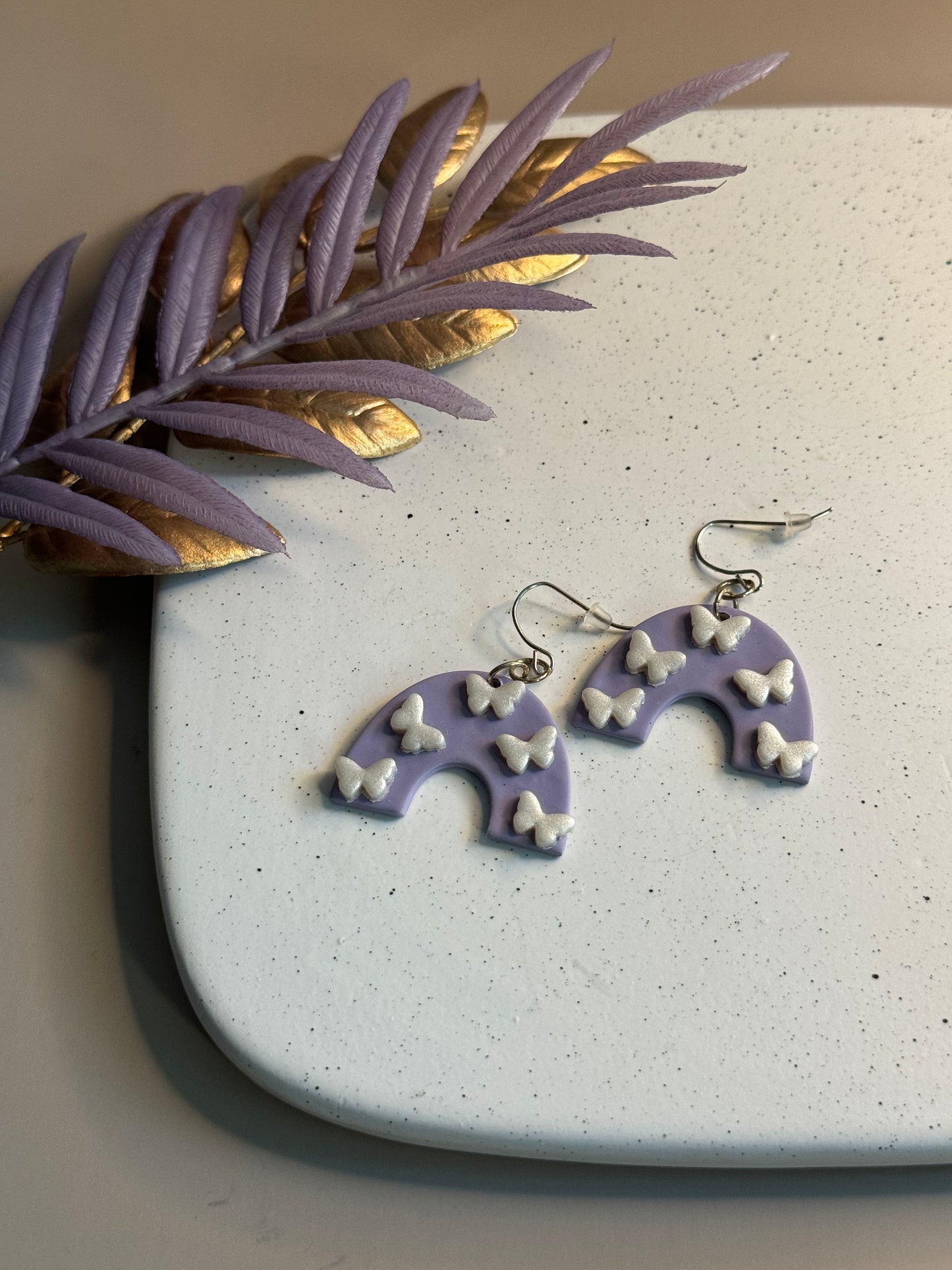 Purple Butterfly Arch Earrings