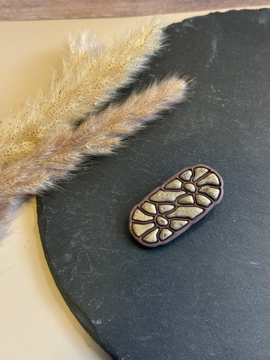 Brown & Gold Floral Hair Clip