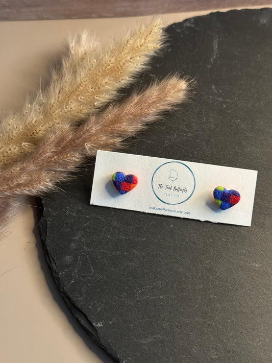 Technicolor Heart Studs